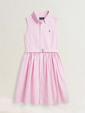 Ralph Lauren Girl's Light Pink Sleeveless Belted Shirt Dress